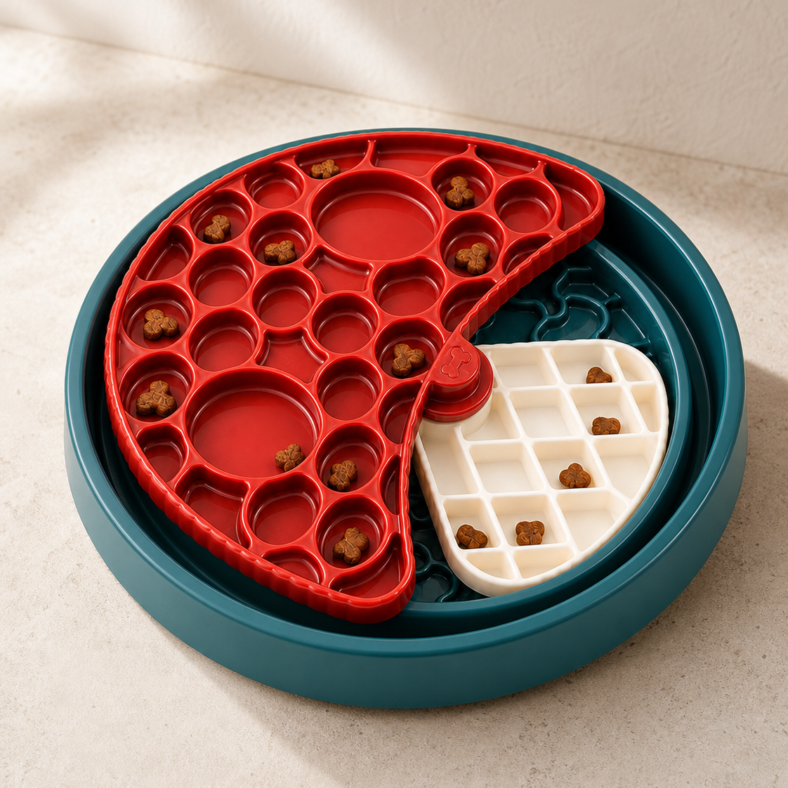 3-Layer Dog Slow Feeder Puzzle Bowl with Lick Maze
