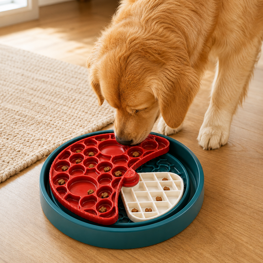 3-Layer Dog Slow Feeder Puzzle Bowl with Lick Maze
