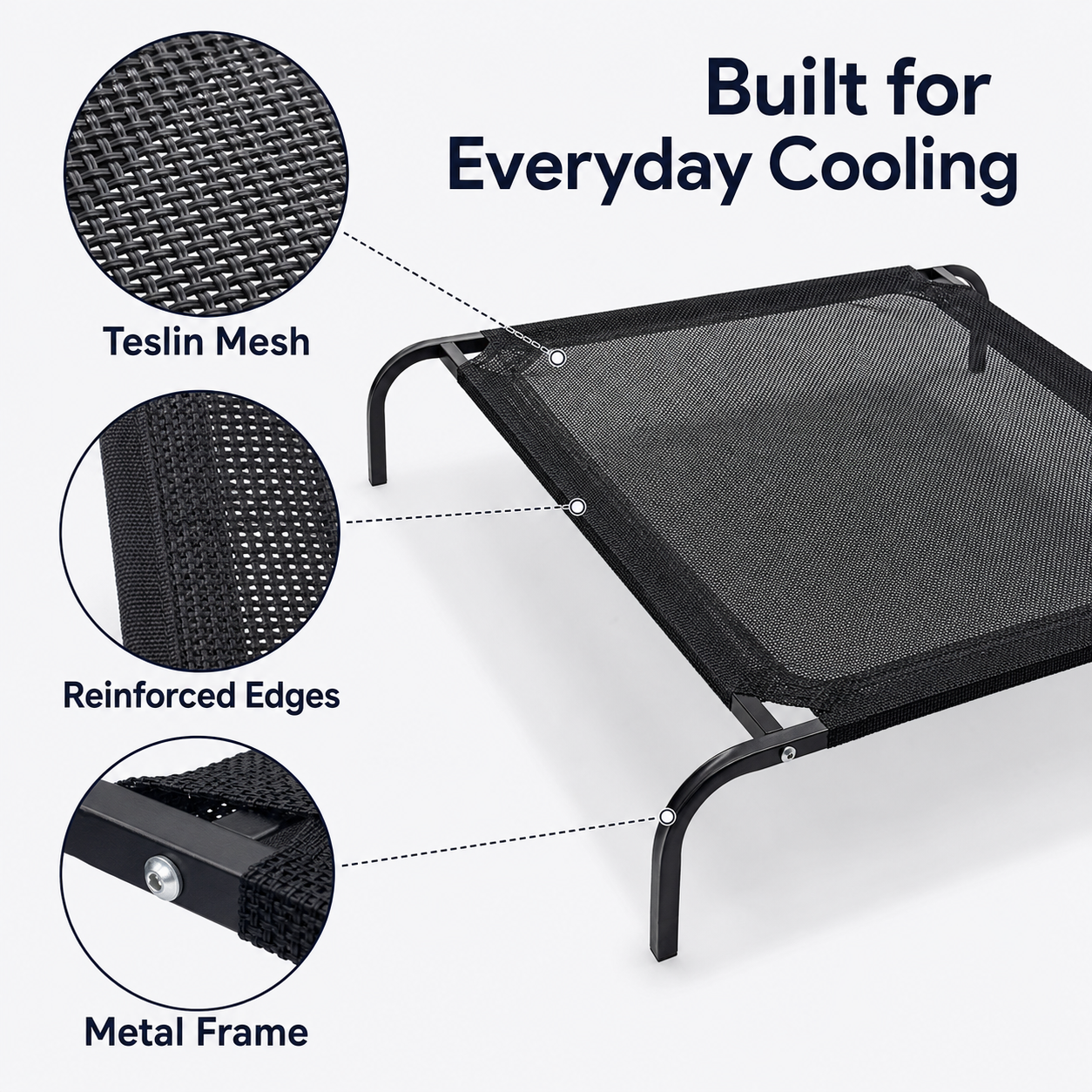 Elevated Mesh Dog Bed with Metal Frame, Small & Medium Dogs, Indoor Outdoor
