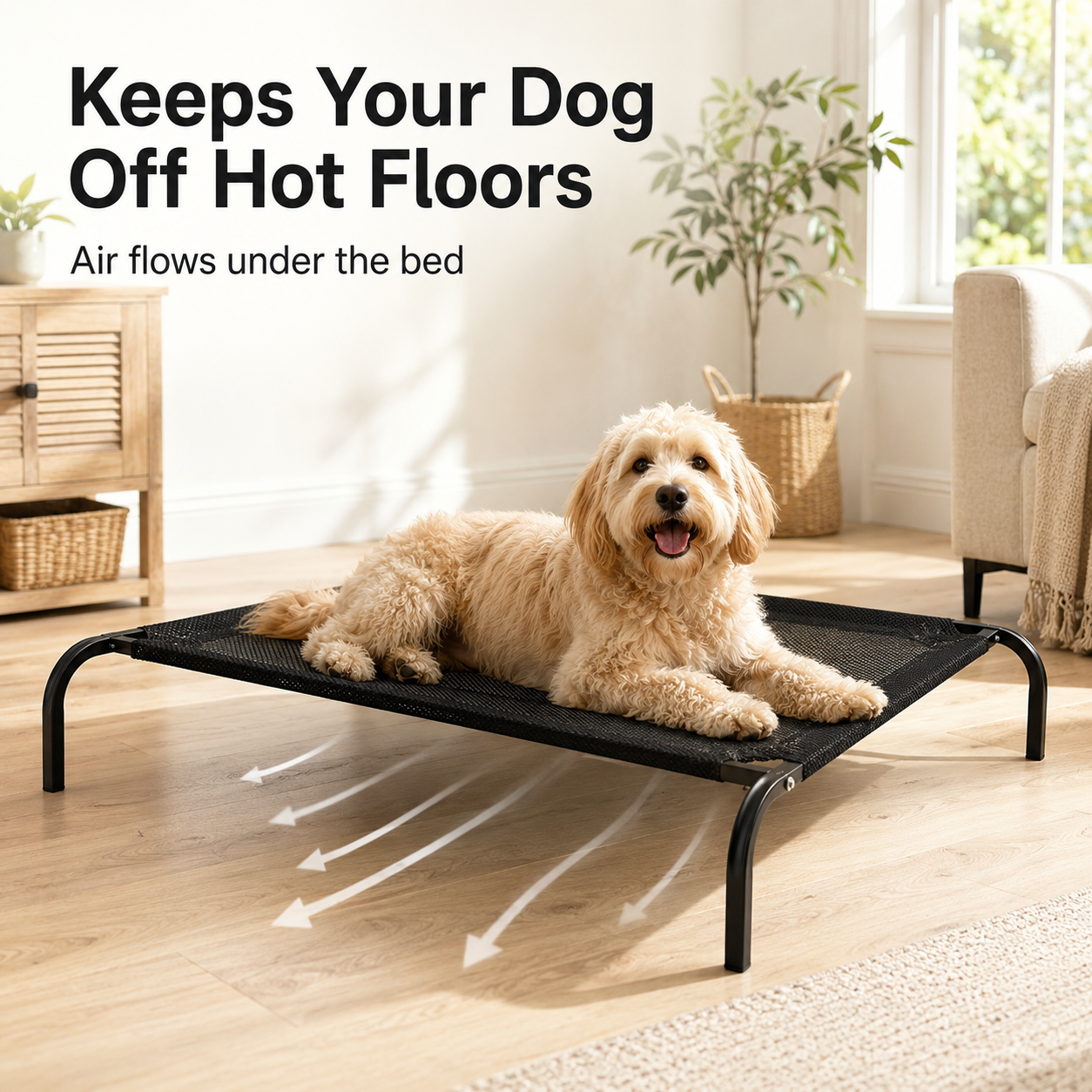 Elevated Mesh Dog Bed with Metal Frame, Small & Medium Dogs, Indoor Outdoor