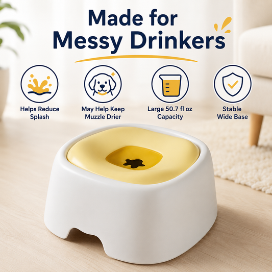 Dog Water Bowl for Messy Drinkers, Floating Plate, Less Splash